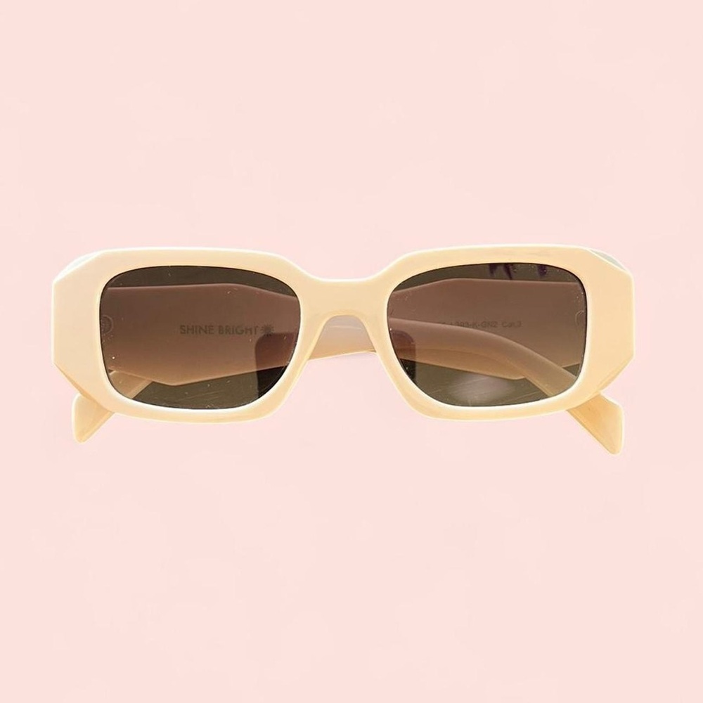 Cream Rectangular Sunglasses
